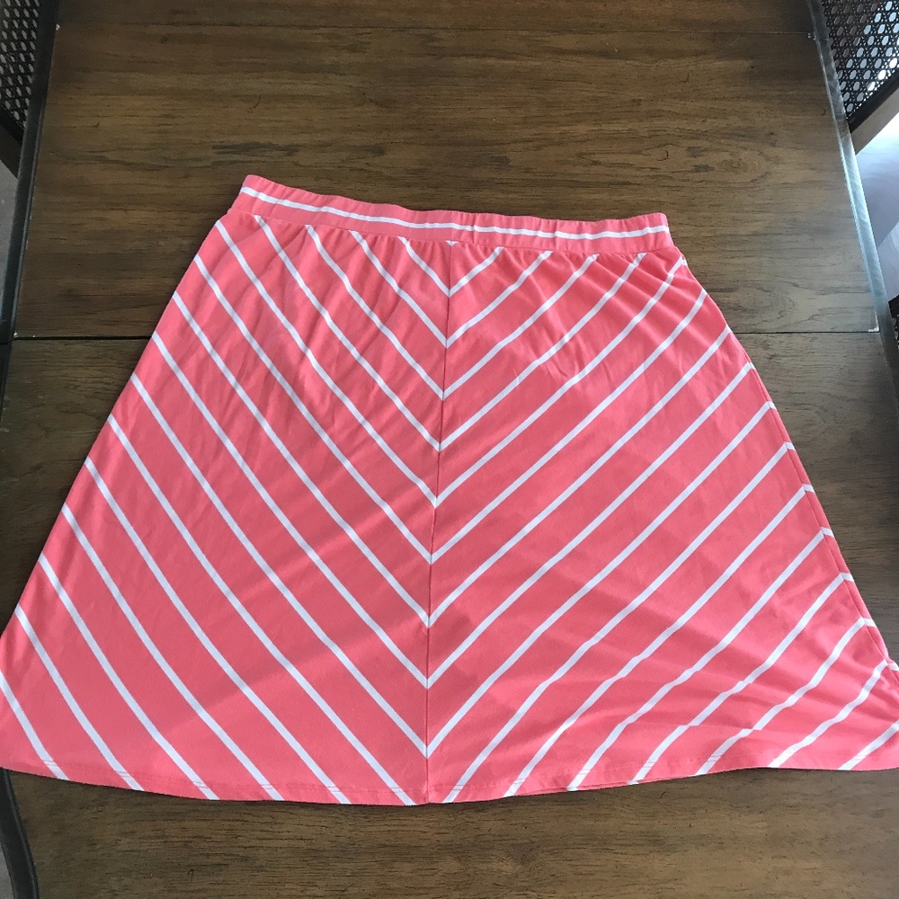 Cute Pink with white Stripe Skirt!